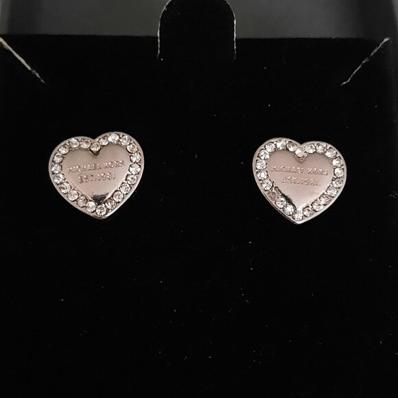Michael Kors Jewelry - Michael Kors Silver-tone/Pave Heart Earrings